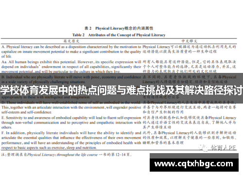 学校体育发展中的热点问题与难点挑战及其解决路径探讨